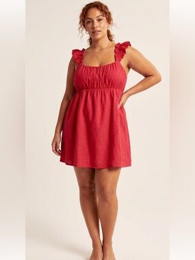 Abercrombie & Finch Linen Blend Pink Ruffled Strap Sundress Size XXL Lined